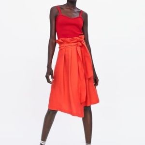ZARA orange midi skirt brand new
